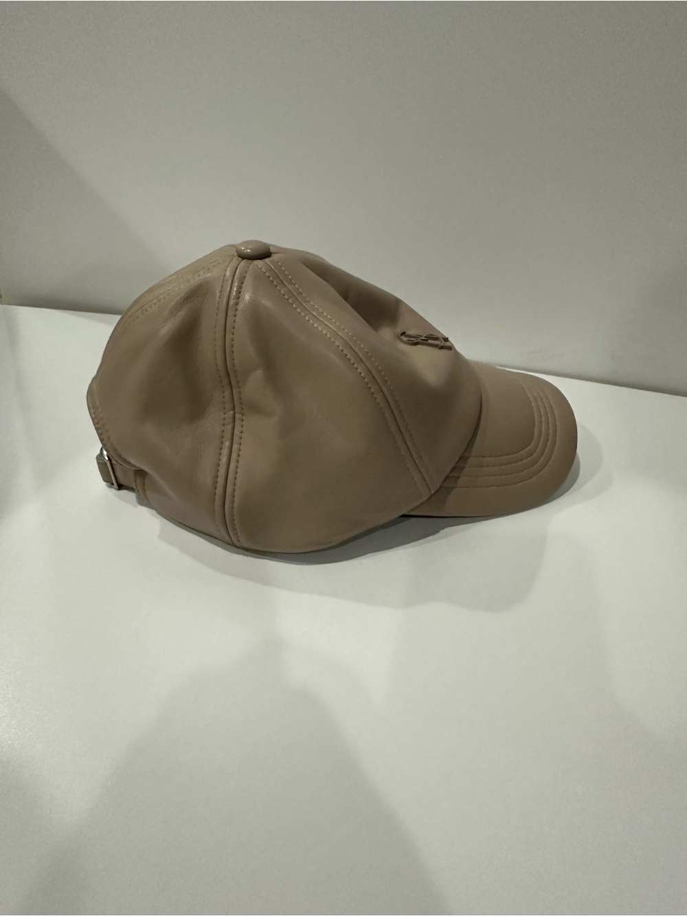 Steve Madden Faux Leather Baseball Cap Taupe Nude Adjustable Hat - Picture 4 of 7